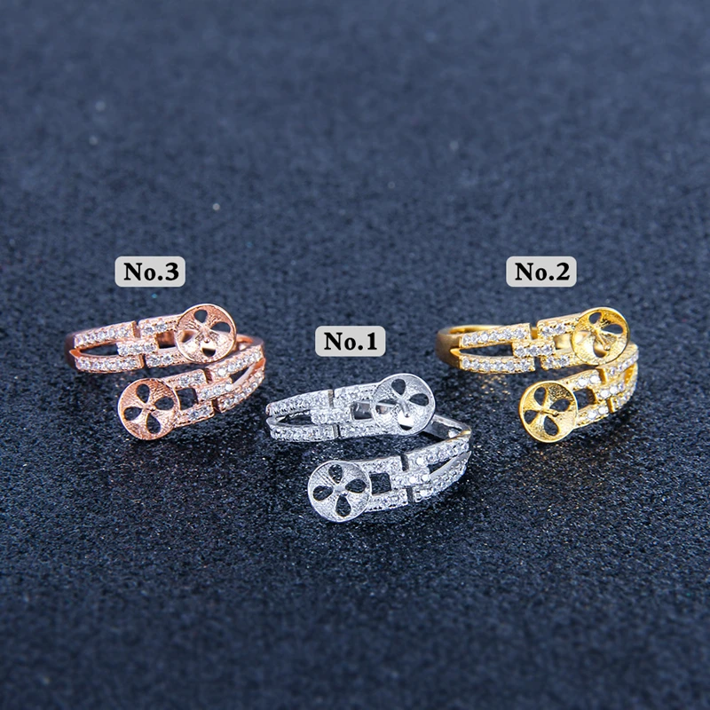 3 шт. серебряное регулируемое кольцо CLUCI с розовым золотом и жемчугом