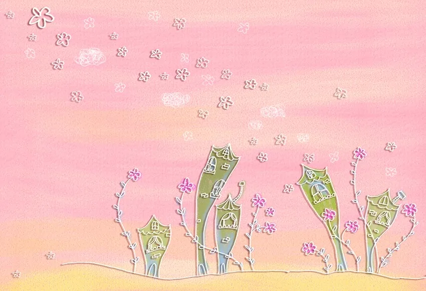 

Vinyl spring flowers pink Backdrop Photography children happy Birthday Party Backdrops for Photo Background for Pictures Decor