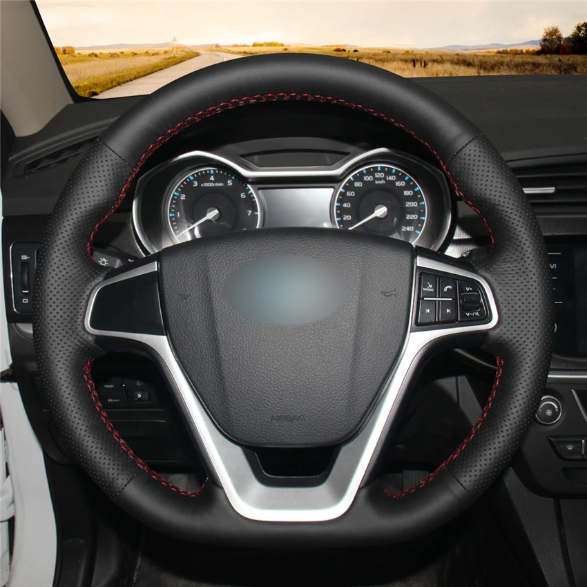 MEWANT черный чехол рулевого колеса автомобиля из натуральной кожи для Geely EMGRAND GT 2015