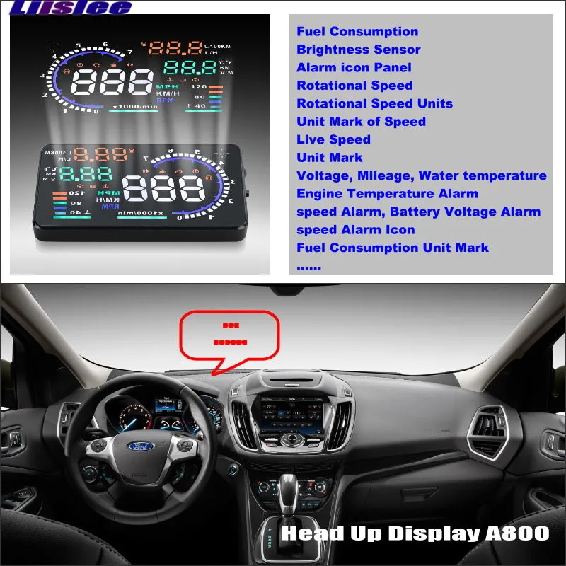 Car HUD Head Up Display For Ford Escape/Maverick/Mariner 2008-2019 AUTO HUD Safe Driving Screen Projector Refkecting Windshield