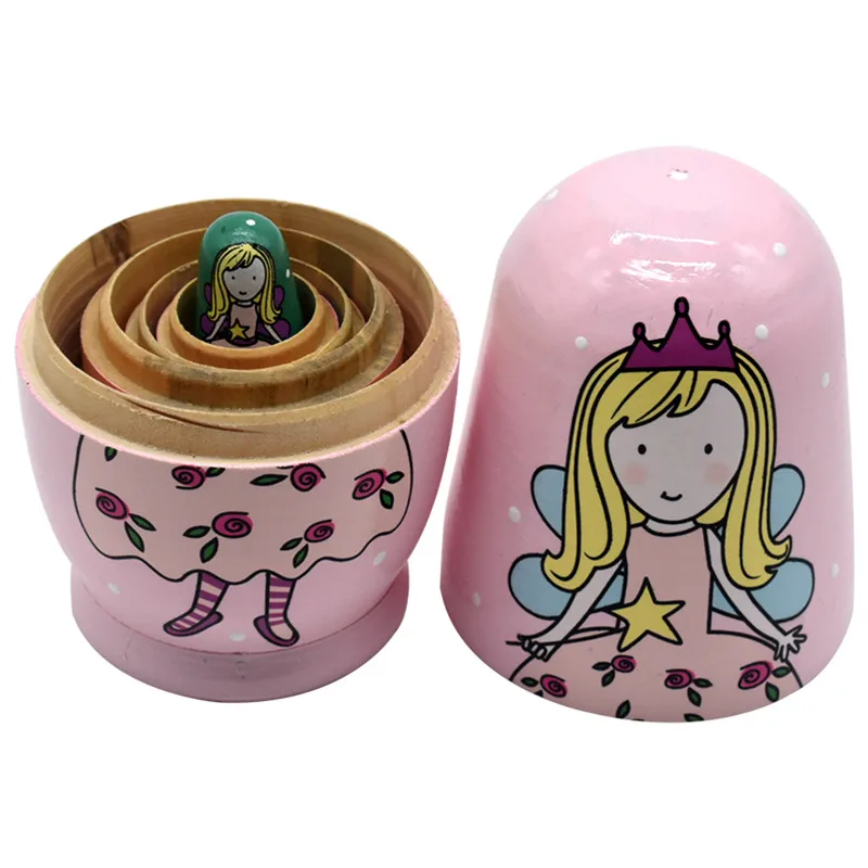 SUKIToy Kids Toys 5pcs Matryoshka Doll Russian Nesting Dolls Princess Gift For Newborn Baby Girl Preschool Toy 7.3X7.3X14CM|matryoshka dolls|nesting