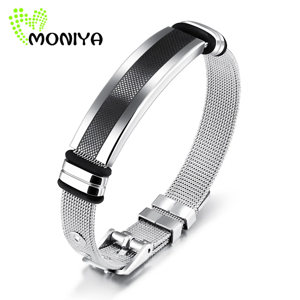 Moniya Fashion Men Bracelet Black Gold Color Stainless Steel Bangle For Boys Sporty Style Length Adjustable HGH877 | Украшения и