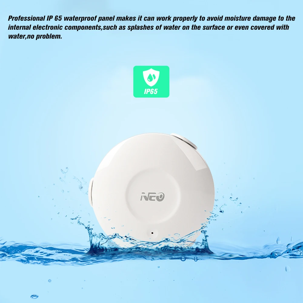 Умный Wi Fi датчик утечки воды NEO White детектор уведомления от приложения для умного