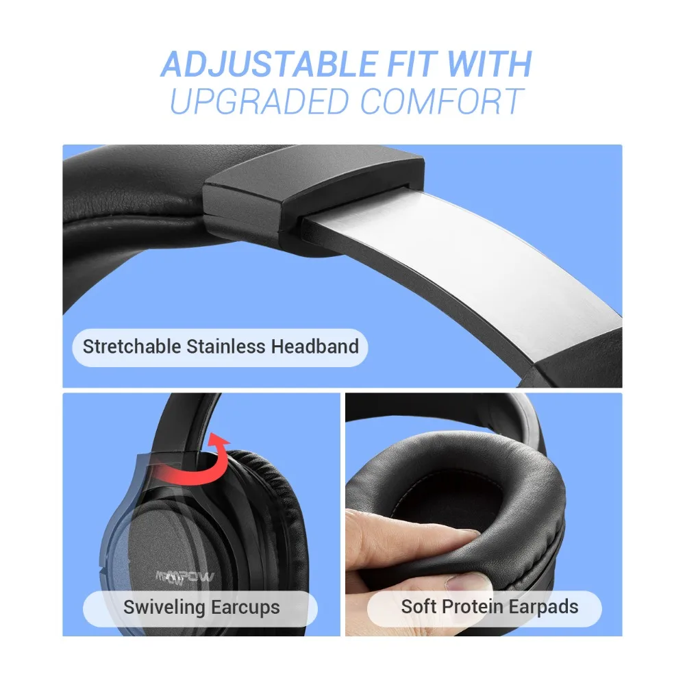 Mpow H7 Bluetooth Наушники Hi Fi стерео наушники с шумоподавлением большой размер