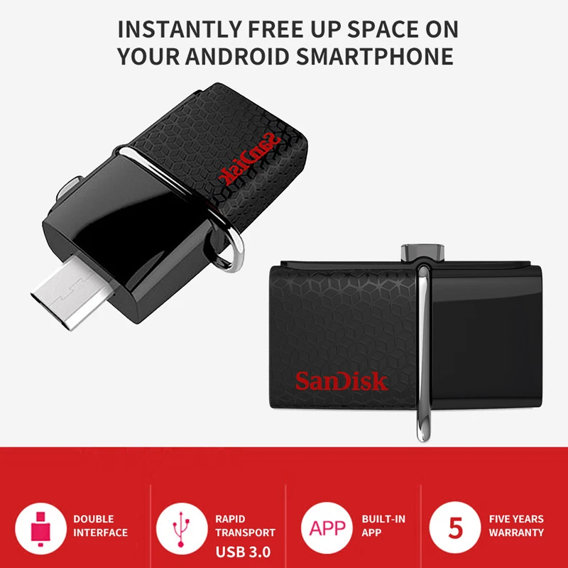 64GB Original Sandisk Ultra OTG USB 3.0 Dual Purpose Mini Usb Memory Flash Smartphone Micro Pen Drive Android Pendrive | Компьютеры и