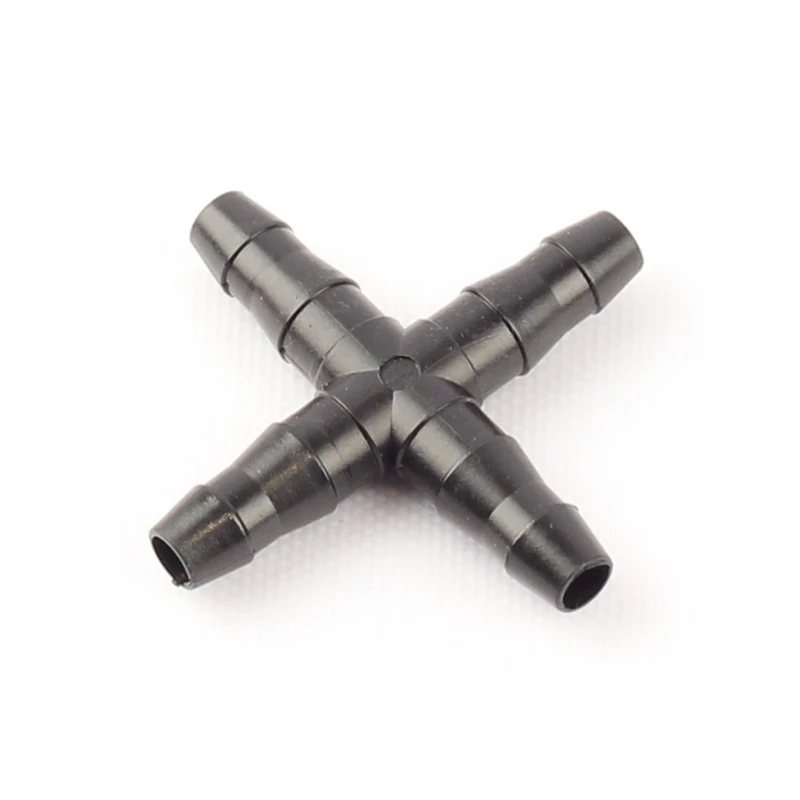 

300pcs 4/7mm Soft Pipe Barbed Straight Cross Connector 4-Way Water Splitter Sprinkling Irrigation Tube Fittings