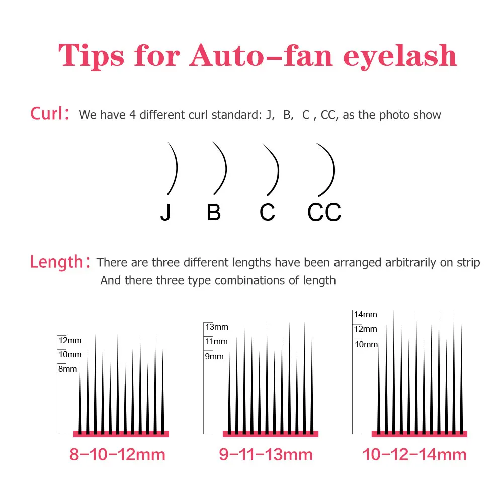 NAGARAKU 10 cases Eyelash Extensions Auto fans eyelash Easy to fan lash 0.03mm Mixed Length Faux Mink Russian volume | Красота и