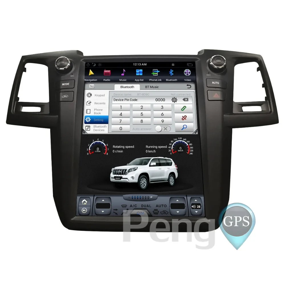 Tesla стиль 12,1 дюймов ips экран Android 7,1 автомобильный gps навигация dvd-плеер для Toyota Fortuner 2007- Autostsreo головное устройство