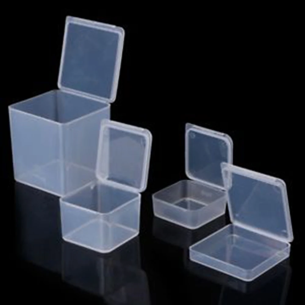 1PCS Small Square Clear Plastic Storage Box Storage Box For Jewelry Diamond Embroidery Craft Bead Pill Home Storage Supply
