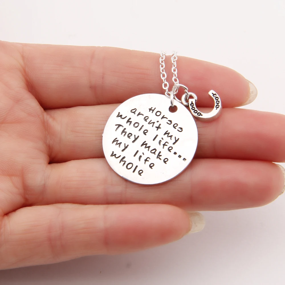 

Horse Shoe Aren't My Whole Life Pet Print Necklace Memorial Tag Necklaces Pendants Women Girl Choker Lead Free