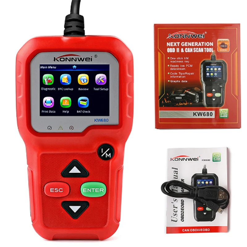 OBD2 сканер OBD Автомобильный диагностический инструмент KONNWEI KW680 считывает четкие