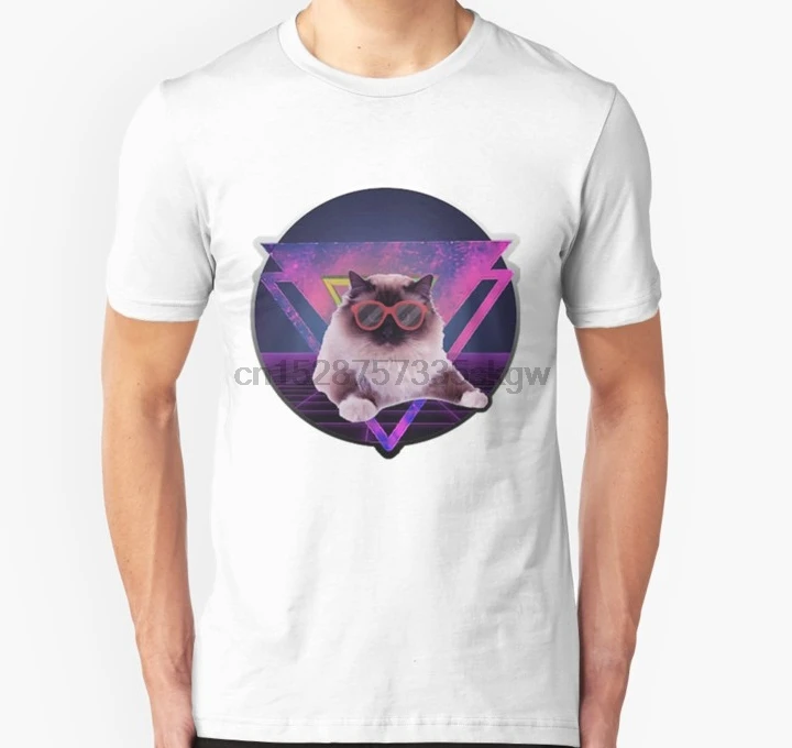 Мужская футболка с коротким рукавом женская retrowave Кот унисекс футболка|Мужские
