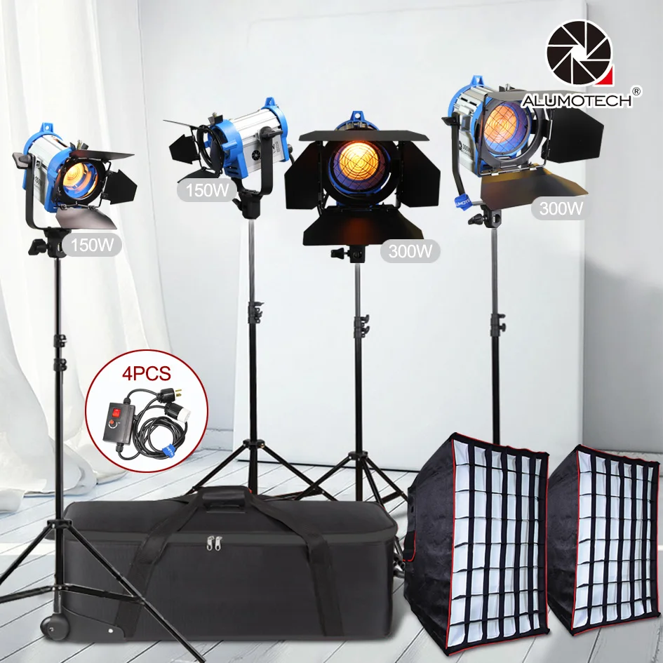 Диммер Arri ALUMOTECH со встроенным вольфрамовым светом Френеля 300 Вт x 2 + 150 софтбокса и