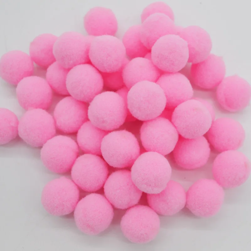 pink 50 шт./лот, 20 мм, разноцветный помпон из меха, плюшевый шар, сделай сам, мягкие помпоны для детей, игрушки для свадьбы, украшения дома, аксессуары - Цвет: pink