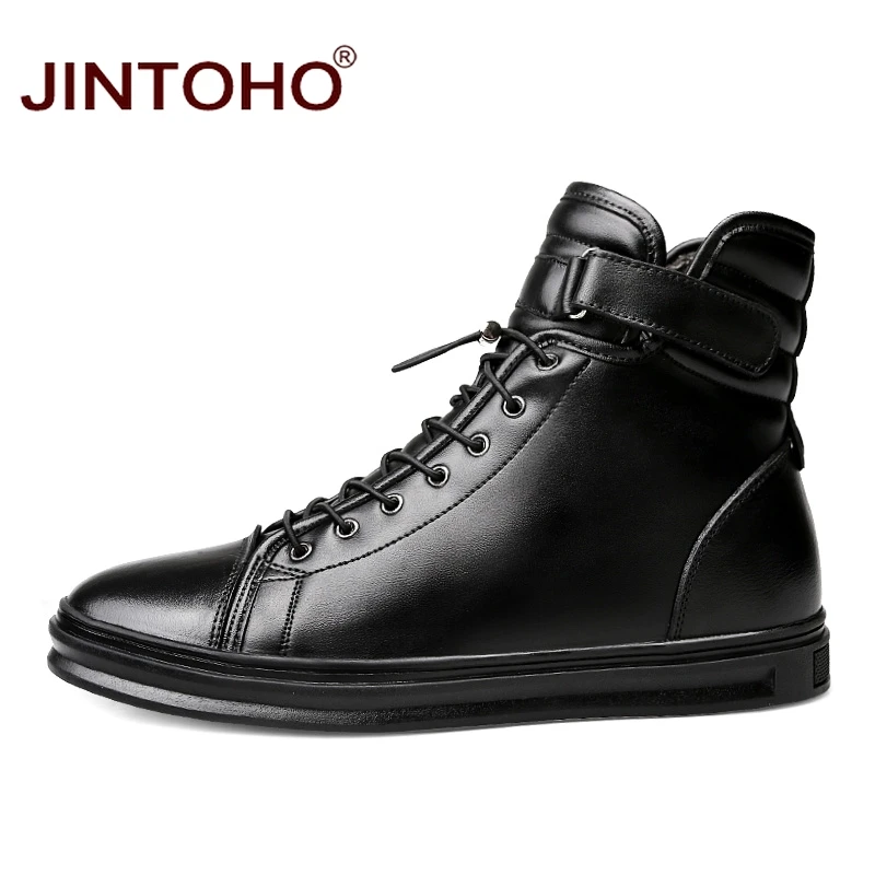 Высококачественная Зимняя мужская обувь JINTOHO из натуральной кожи брендовые