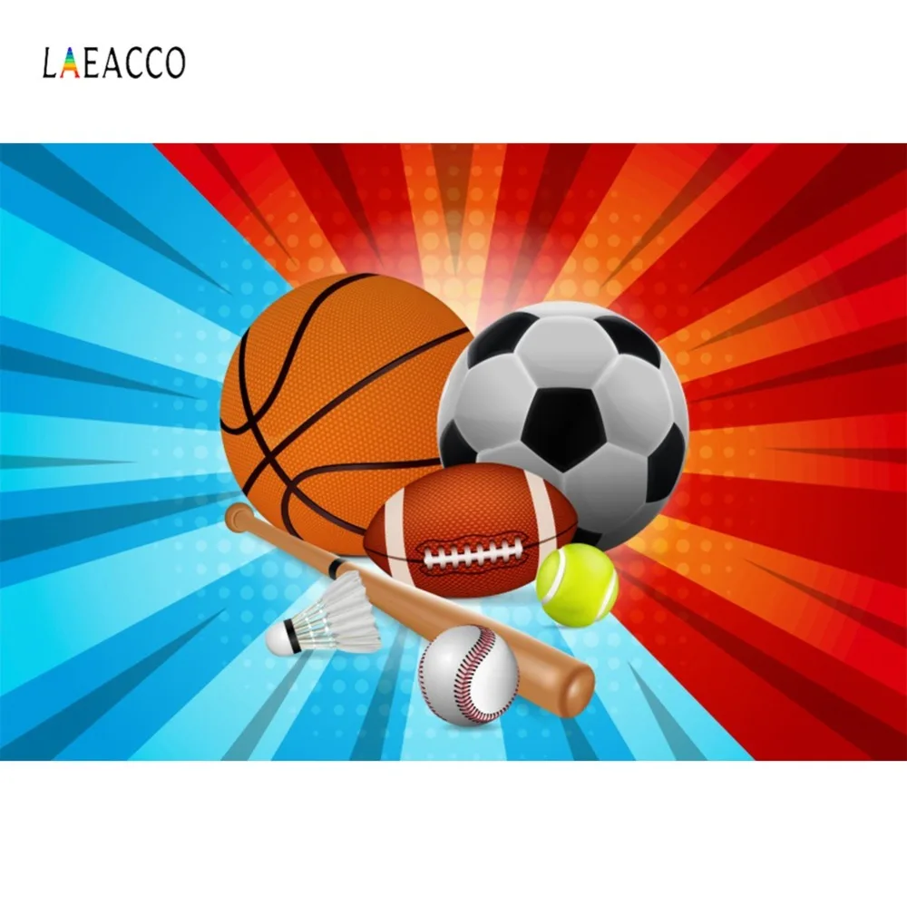 Laeacco фоны для фотосъемки Детский мультфильм футбол баскетбол бейсбол спорт день