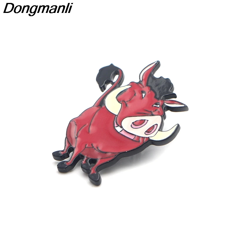 P3589 Dongmanli Король Лев Пумба металлические эмалированные булавки и Броши Модные нагрудные булавки рюкзак сумки значок подарки