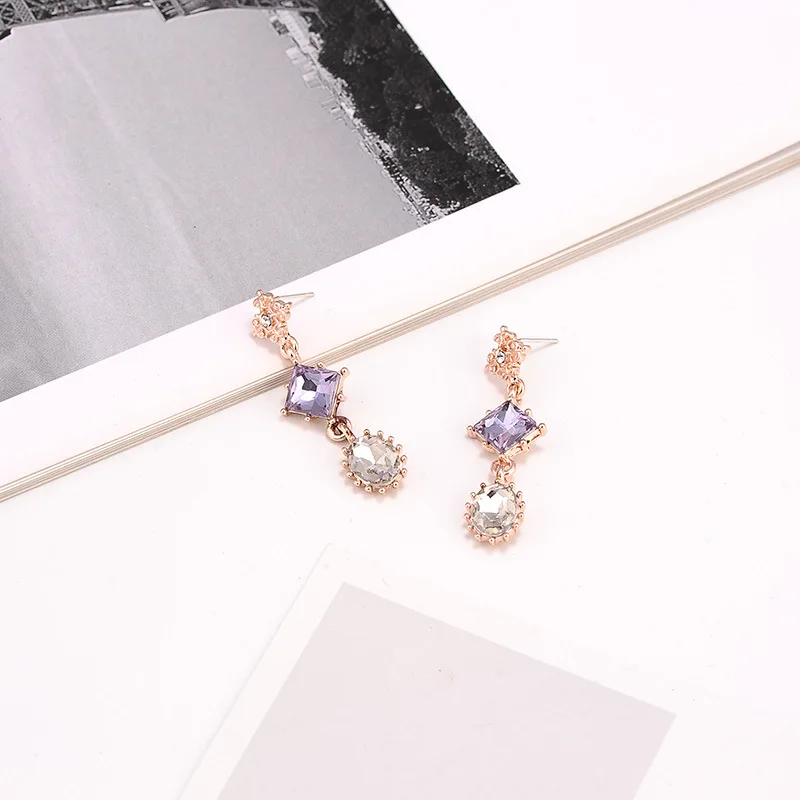 

Korean TV Star Crystal Earrings For Women Long Dangle Geometric Party Jewelry Earrings Shiny Girls Sweet Pendientes Gift