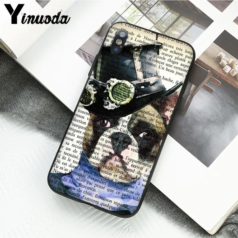 Book newspaper background Cute French Bulldog Phone CaseFor iphone 12 11 Pro Max 5 5Sx 6 7 8plus X XS MAX XR | Мобильные телефоны и
