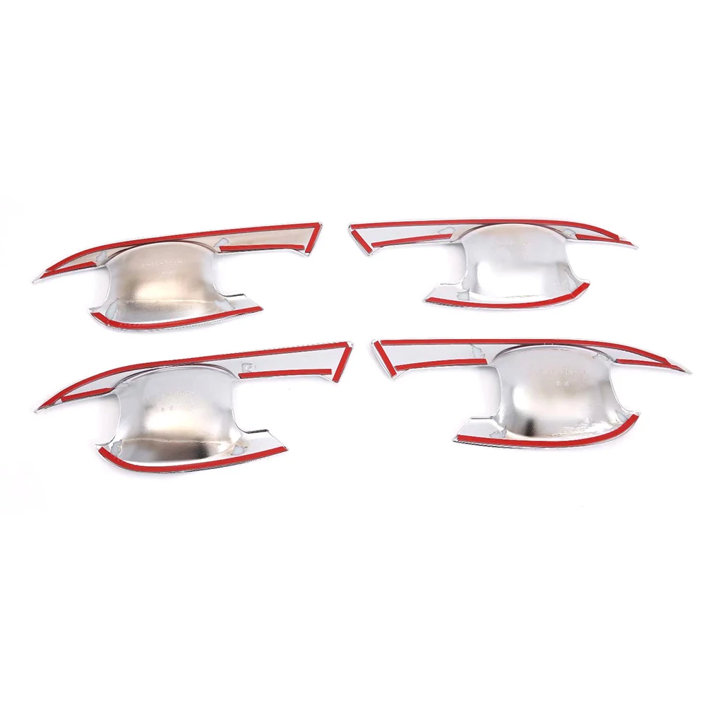 

4PCS Chrome Carbon Fiber Car Accessories Exterior Outer Door Bowl Cover Trim For Toyota RAV4 2019