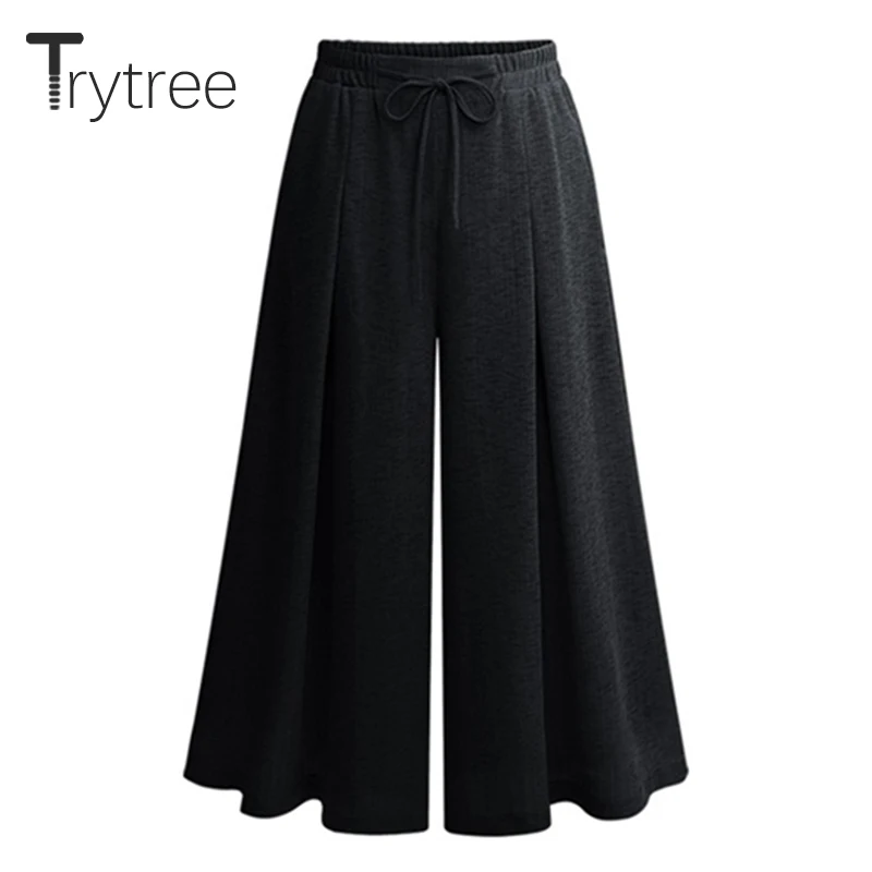 Trytree 2019 Лето Осень Женские повседневные однотонные широкие брюки женские модные