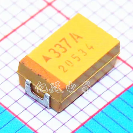 Chip tantalum capacitor 337A 330UF 10V D type 7343 10% bile capacitance yellow polar capacitance