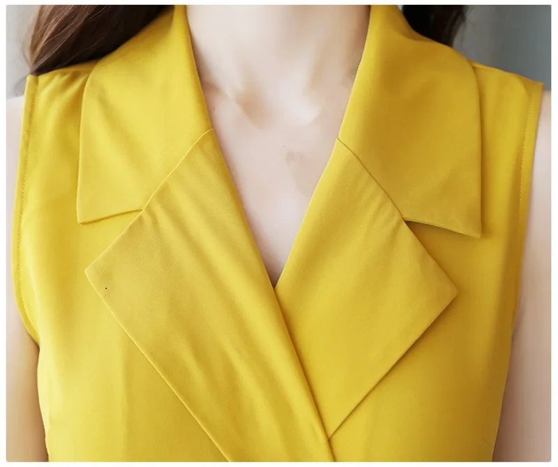 Брендовый комбинезон без рукавов женский летний 2019 модный шифоновый тонкий