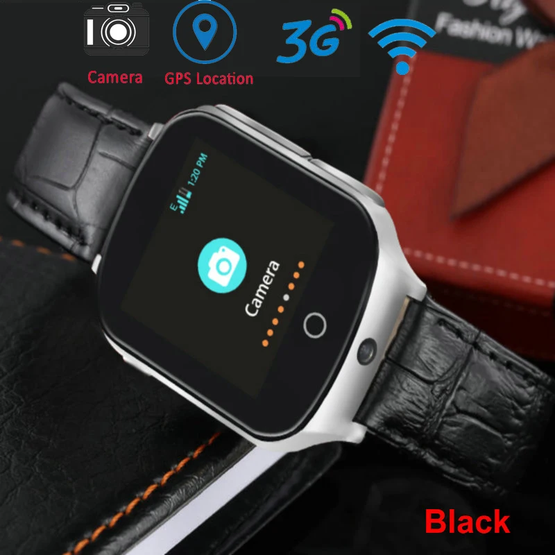 Черный Смарт-часы для пожилых людей 3g Дети gps Wi-Fi SOS LBS A19 gps часы камера поиск Поиск экстренный вызов 3g Детские умные часы - Цвет: Черный