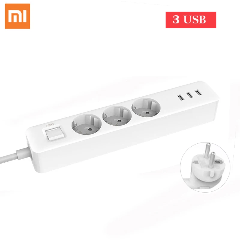 Оригинальный разъем питания Xiaomi Mijia 3 разъема порта USB большая розетка удлинитель