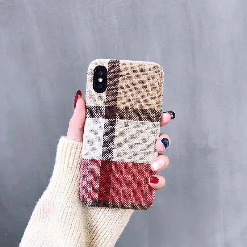 Shockproof Soft Case For iPhone 6 6s 7 8 Plus Winter Innovation Woolen Fabric Plaid Back Cover Painted Cases XM S-216 |