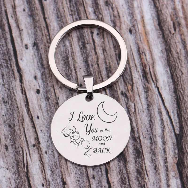 Круглые брелки с рисунками из мультфильмов в новом дизайне гравировкой I Love You To The