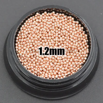 1.2mm Rose Gold 1 горшок высокого качества 0,4-3 мм 4 цвета сплав металла круглый бисер "икра" шар ногтей искусство горный хрусталь, драгоценный камень украшения Маникюр Советы из серии «сделай сам» CF - Цвет: 1.2mm Rose Gold