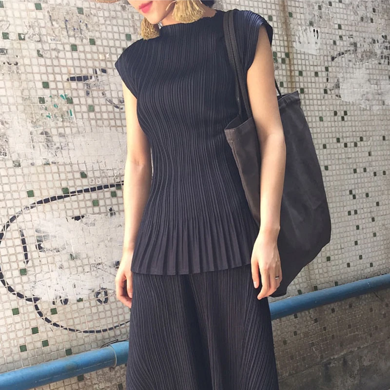 Changpleat Летние оригинальные дизайнерские женские футболки miяка плиссированные с