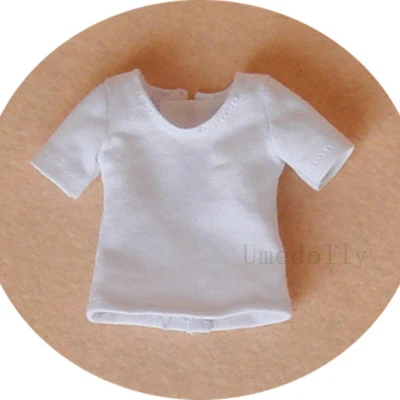 white t-shirt 1 шт. футболка/укороченные комбинезоны для Blyth, Azone, ob24, ob27, Licca, Barbies, Momoko, 1/6 BJD куклы нагрудник брюки одежда аксессуары - Цвет: white t-shirt