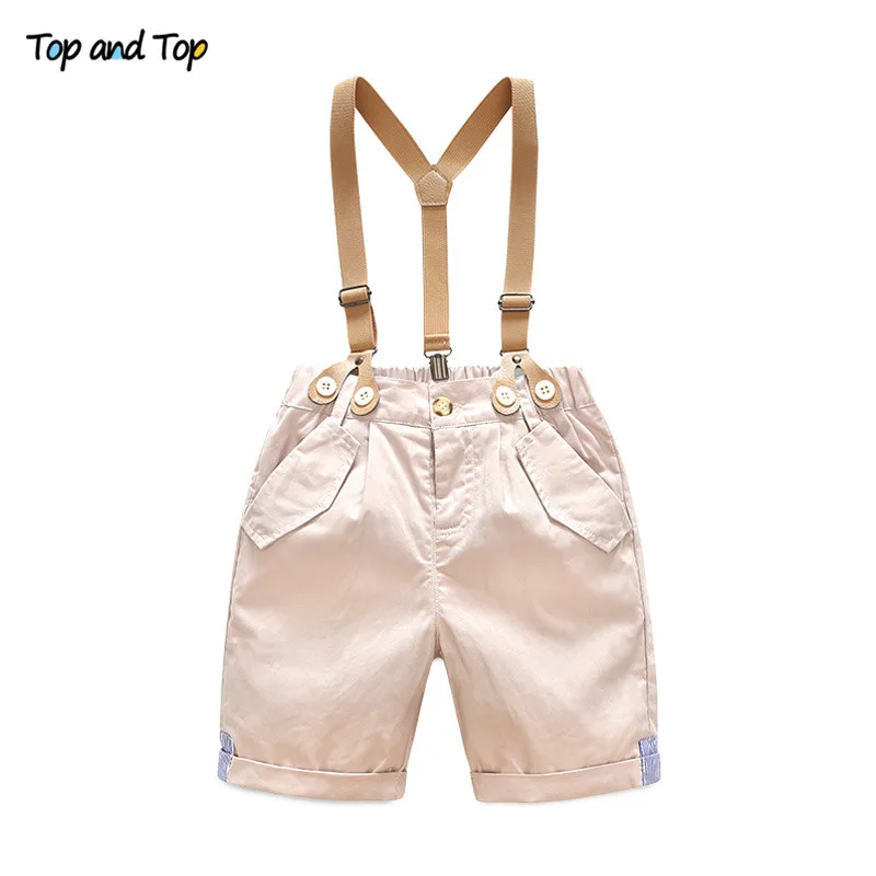 Top and Summer Toddler Baby Boys Clothing Sets Short Sleeve Bow Tie Shirt+Suspenders Shorts Pants Formal Gentleman Suits |