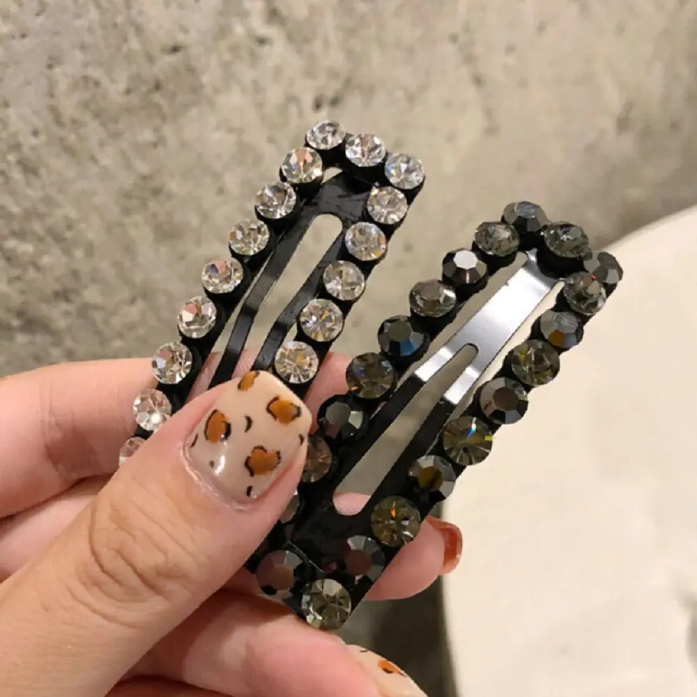 

Korea New Crystal Hair clips for Women Hollow Geometric Rectangle Hairpin Girls Rhinestones Hair Accessories Barrettes New