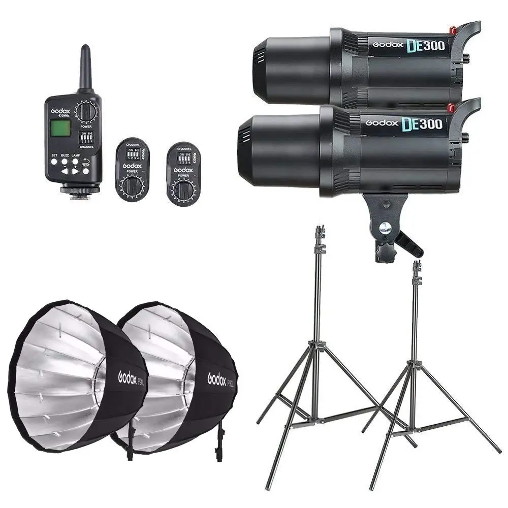 Набор для фотостудии 2x Godox DE300 студийная вспышка + Портативный P90L 90 см Глубокий