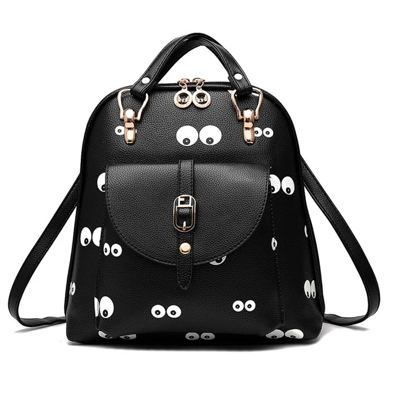 Модный черный рюкзак унисекс из искусственной кожи Маленькая женская кожаная