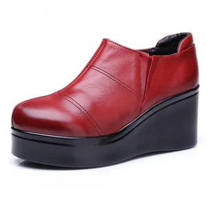 Новинка 2022, весенняя обувь, женская обувь на платформе, элегантные удобные туфли из воловьей кожи, женская обувь на высоком каблуке