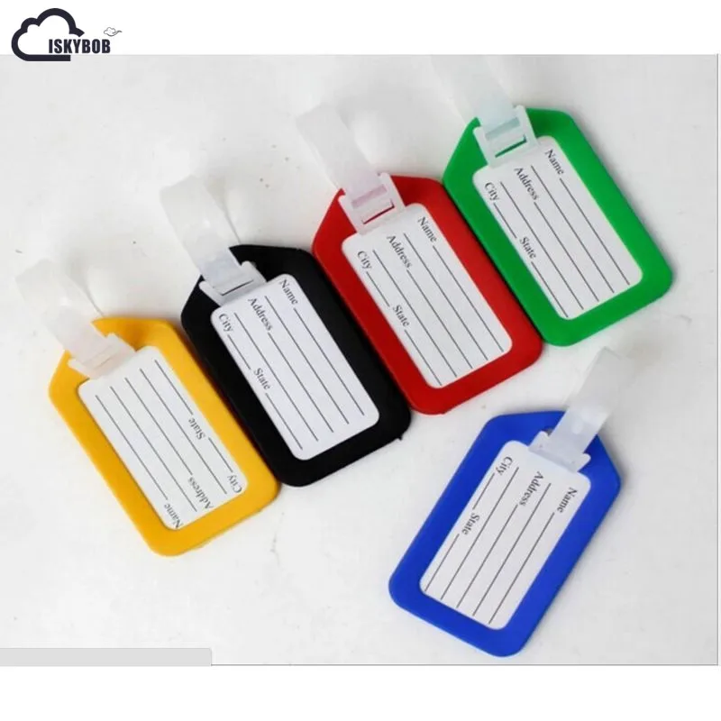 

ISKYBOB 2pcs Random Color Hot Sale Tags Labels Strap Name Address ID Suitcase Bag Baggage Travel Luggage
