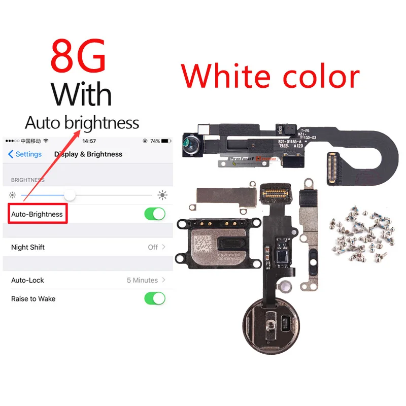 8G White With bright 1 комплект для iphone 8G 8 Plus кнопка Home flex+ датчик приближения фронтальной камеры+ наушник+ Полный Винты+ наушник металлические запасные части - Цвет: 8G White With bright