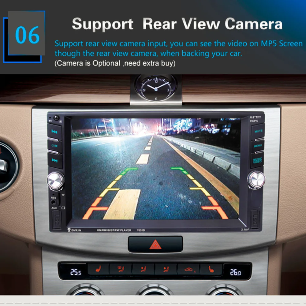 2017 New 7 Inch Touch Screen Car Vehicle Bluetooth FM/MP5 USB Port/TF Card Slot Aux Input DVD Player Auto Rear View Camera | Автомобили и