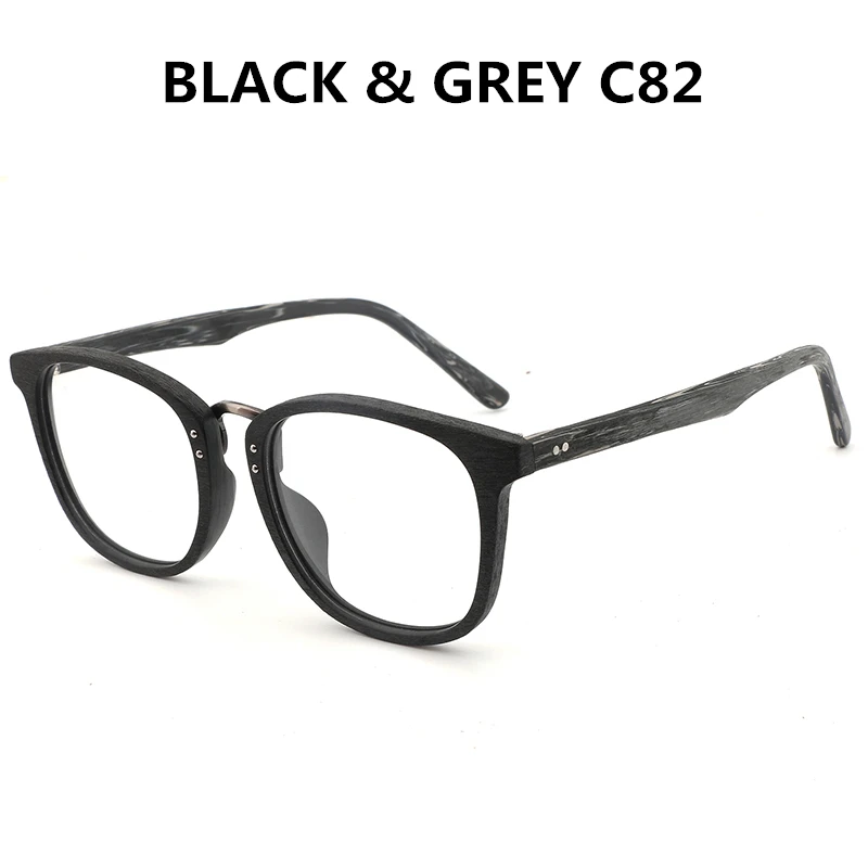 black grey C82 HDCRAFTER оправа для очков деревянные мужские и женские винтажные очки с прозрачными линзами деревянная оправа для очков - Цвет оправы: black grey C82