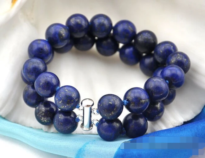 Красивый 2 нити 8 &quot12 мм Синий Круглый Браслет Лазурит|round bracelet|bracelet braceletbracelet round |