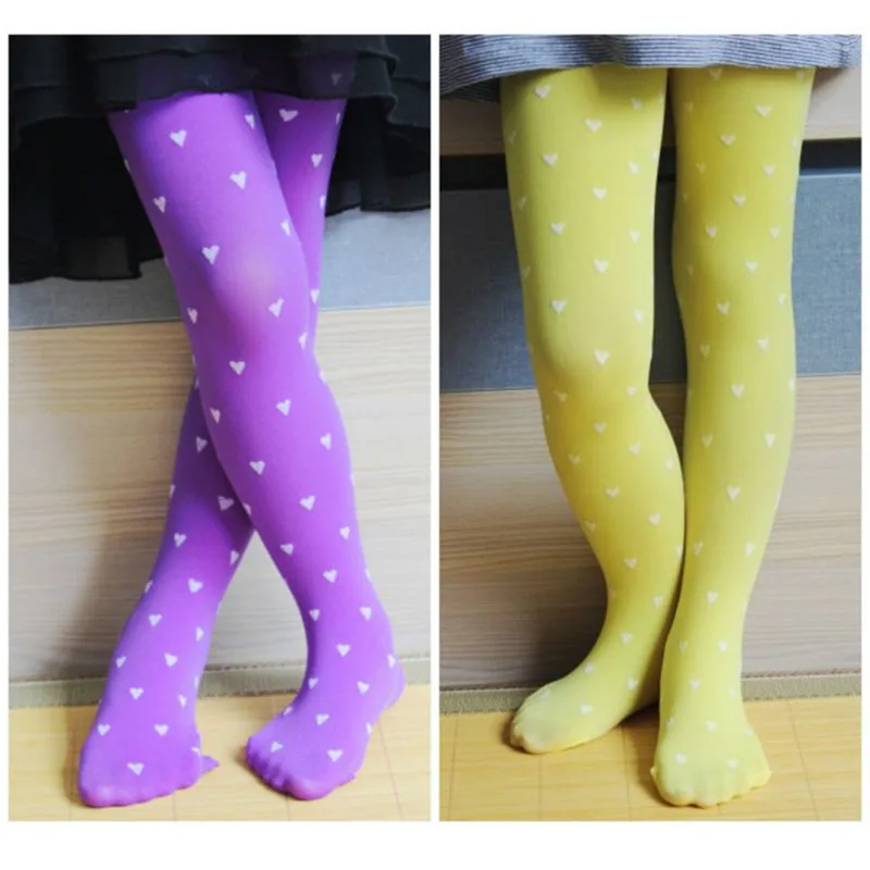 Повседневные летние колготки чулки для девочек с принтом сердца