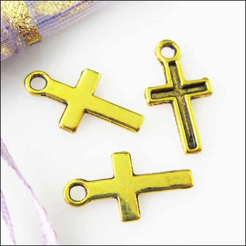 Новый 120 шт. золото под старину Цвет Крошечный крест подвески 8x15mm|Шармы| |
