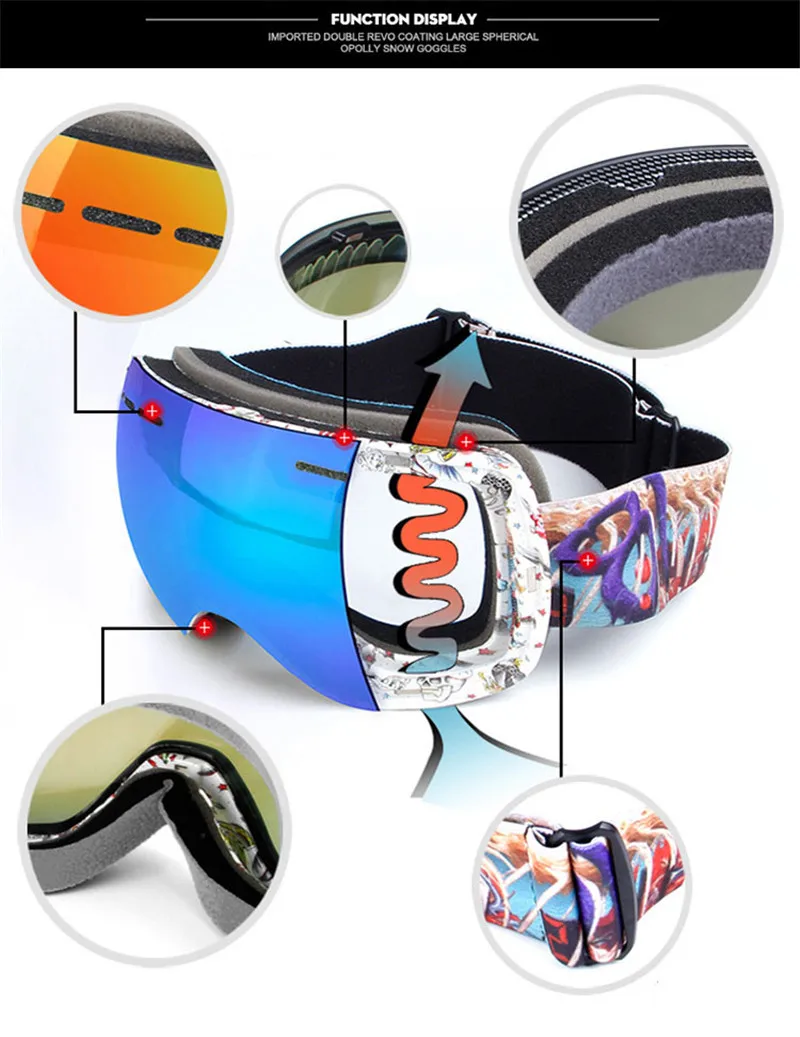 Топ Класс взрослых лыжные очки плюс рама двухслойные близорукость снег сноуборд
