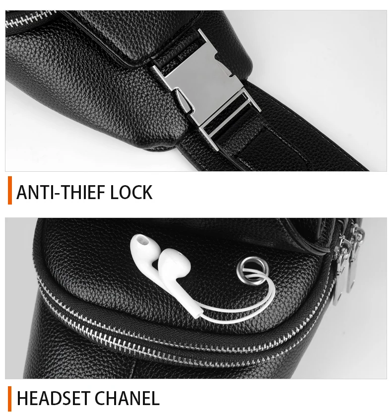 JackKevin мужская сумка Theftproof сумка кожаная грудь Crossbody мужские зарядные сумки для мужчин слинг-пакет