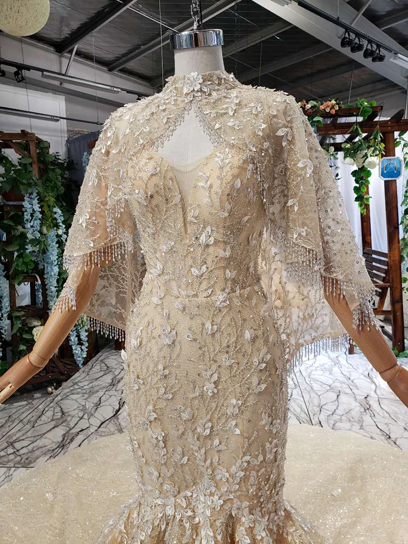 Роскошное свадебное платье-Русалка HTL556 с накидкой высококачественное платье