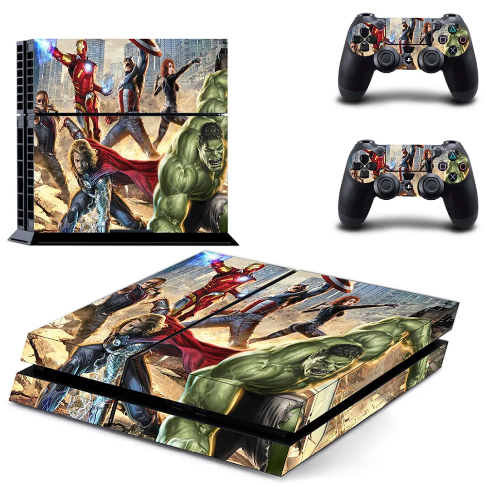 Виниловые наклейки на кожу Мстителей для консоли Playstation 4 PS4 и 2 контроллера PS4|stickers